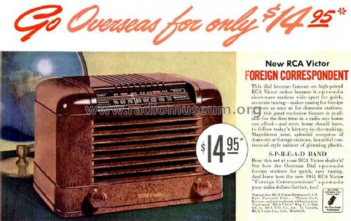 Foreign Correspondent 14X; Ch=RC1001D; RCA RCA Victor Co. (ID = 1192387) Radio