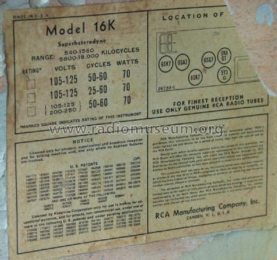 16K Ch= RC-509C; RCA RCA Victor Co. (ID = 2718048) Radio