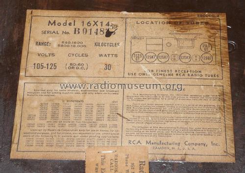 16X14 Ch= RC-1000B; RCA RCA Victor Co. (ID = 2055755) Radio