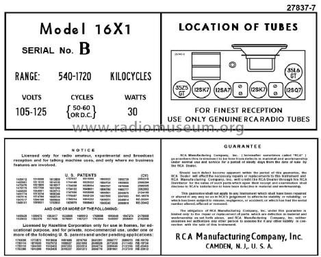 16X1 Ch= RC-462A; RCA RCA Victor Co. (ID = 3007030) Radio