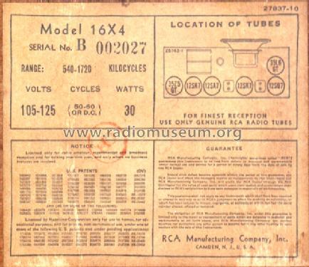 16X4 Ch= RC-462C; RCA RCA Victor Co. (ID = 125774) Radio