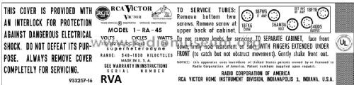 1-RA-45 Ch= RC-1202L; RCA RCA Victor Co. (ID = 2923676) Radio