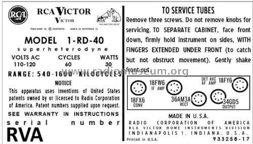 1-RD-40 Ch= RC-1202 ; RCA RCA Victor Co. (ID = 2890245) Radio