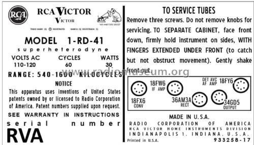 1-RD-41 Ch= RC-1202 ; RCA RCA Victor Co. (ID = 2890247) Radio