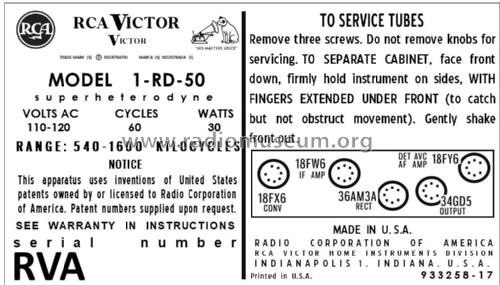 1-RD-50 Ch= RC-1202 ; RCA RCA Victor Co. (ID = 2890251) Radio