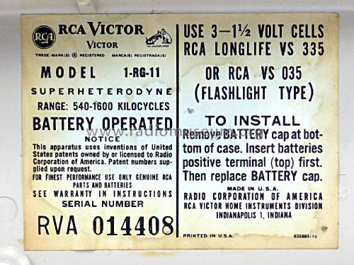 1-RG-11 Ch= RC-1200C; RCA RCA Victor Co. (ID = 2650440) Radio