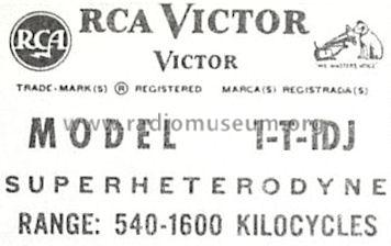 1-T-1DJ ; RCA RCA Victor Co. (ID = 625156) Radio