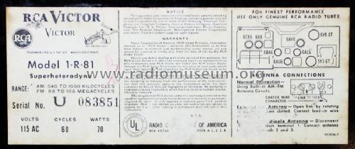 1R81 Ch= RC-1102A; RCA RCA Victor Co. (ID = 670454) Radio