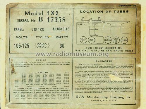 1X2 Ch=1003; RCA RCA Victor Co. (ID = 1490153) Radio