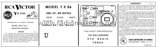 1X56 Ch= RC 1104D; RCA RCA Victor Co. (ID = 2916585) Radio