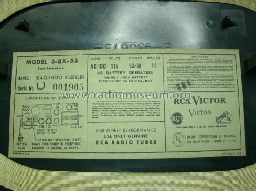 3-BX-53 Ch= RC-1126; RCA RCA Victor Co. (ID = 777706) Radio