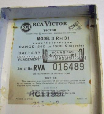 3-RH-31 Ch= RC-1204 ; RCA RCA Victor Co. (ID = 2098899) Radio
