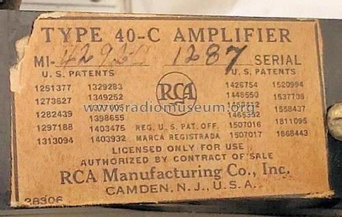 Program Amplifier 40-C; RCA RCA Victor Co. (ID = 2904951) Ampl/Mixer