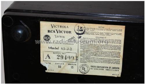 45 J 2 R Player Rca Rca Victor Co Inc New York Ny Build