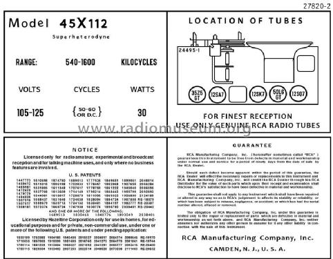 45X112 Ch= RC-459-J; RCA RCA Victor Co. (ID = 2921204) Radio