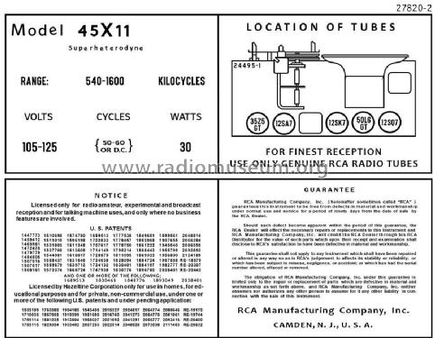 45X11 Ch= RC-459; RCA RCA Victor Co. (ID = 2921202) Radio