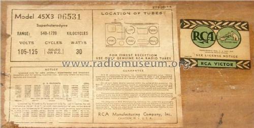 45X3 Ch= RC-457E; RCA RCA Victor Co. (ID = 759661) Radio