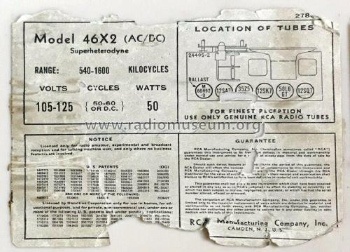 46X2 Ch= RC-459-B; RCA RCA Victor Co. (ID = 2739014) Radio