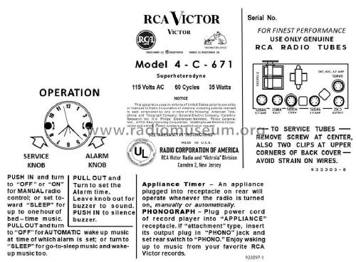 4-C-671 Ch=RC 1142; RCA RCA Victor Co. (ID = 2841023) Radio