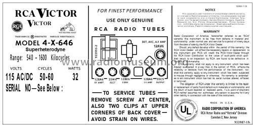 4-X-646 Ch= RC-1140; RCA RCA Victor Co. (ID = 2786199) Radio