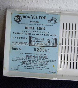 4RH16, 4RH1G, 4RH1-G Ch= RC1199E; RCA RCA Victor Co. (ID = 1499873) Radio