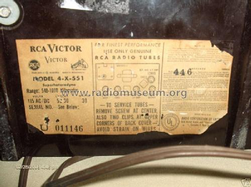 4X551 Creighton Ch= RC-1146; RCA RCA Victor Co. (ID = 432915) Radio