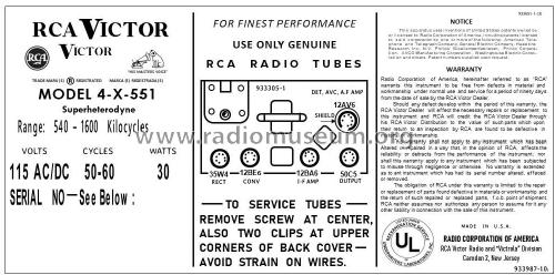 4X551 Creighton Ch= RC-1146; RCA RCA Victor Co. (ID = 2780195) Radio