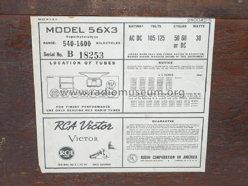 56X3 Ch= RC-1011; RCA RCA Victor Co. (ID = 1487141) Radio