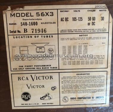 56X3 Ch= RC-1011; RCA RCA Victor Co. (ID = 2662035) Radio