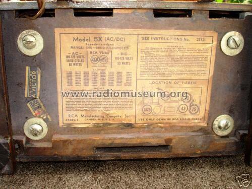 5X ; RCA RCA Victor Co. (ID = 366785) Radio