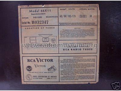 66X11 Ch= RC-1046A; RCA RCA Victor Co. (ID = 102347) Radio