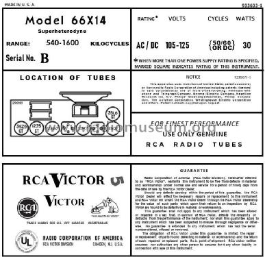 66X14 Ch= RC-1046B; RCA RCA Victor Co. (ID = 2885485) Radio