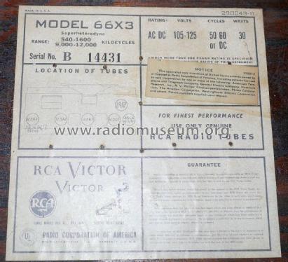 66X3 Ch= RC-1038A; RCA RCA Victor Co. (ID = 2066394) Radio