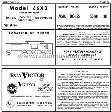 66X3 Ch= RC-1038A; RCA RCA Victor Co. (ID = 2884984) Radio