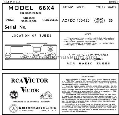 66X4 Ch= RC-1038; RCA RCA Victor Co. (ID = 2884985) Radio