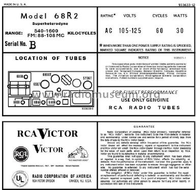 68R2 Ch= RC-608; RCA RCA Victor Co. (ID = 2992870) Radio