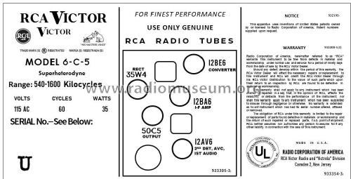 6-C-5 Ch=RC-1157A; RCA RCA Victor Co. (ID = 2916596) Radio