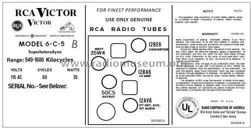 6-C-5B Ch= RC-1157A; RCA RCA Victor Co. (ID = 2795472) Radio