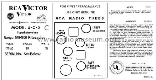 6-C-5C Ch= RC-1157A; RCA RCA Victor Co. (ID = 2795473) Radio