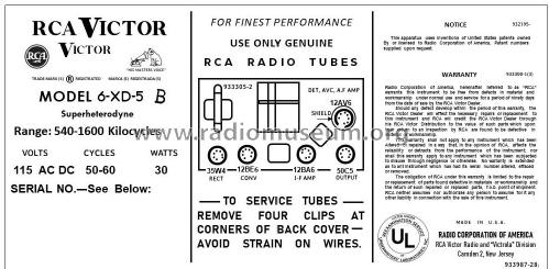 6-XD-5B 'The Glendon' Ch= RC-1146A; RCA RCA Victor Co. (ID = 2786204) Radio