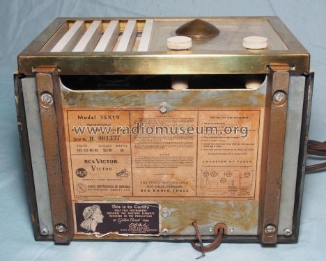 75X19 ; RCA RCA Victor Co. (ID = 2882780) Radio