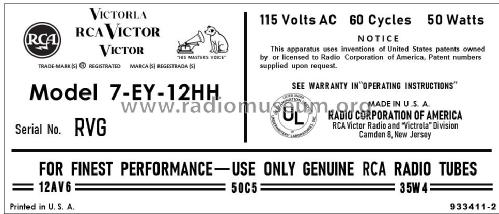 7-EY-2HH 'Deluxe 3' Ch= RS-155A; RCA RCA Victor Co. (ID = 2889021) Sonido-V