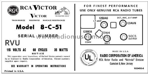 8-C-51 Ch= RC-1179; RCA RCA Victor Co. (ID = 2904160) Radio