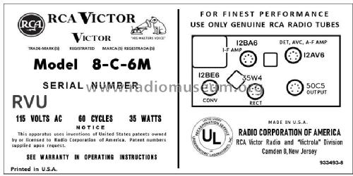 8-C-6M Ch= RC-1179; RCA RCA Victor Co. (ID = 2904168) Radio