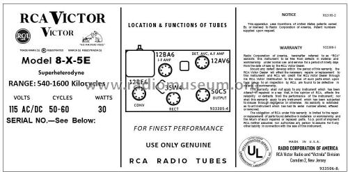 8-X-5E 'The Lyons' Ch= RC-1170; RCA RCA Victor Co. (ID = 2786387) Radio