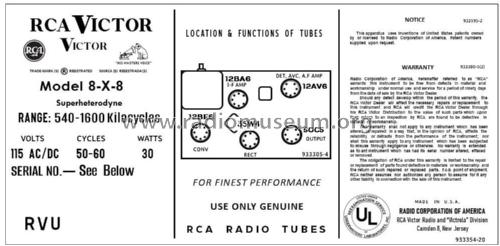 8-X-8 Ch= RC-1167; RCA RCA Victor Co. (ID = 2940854) Radio