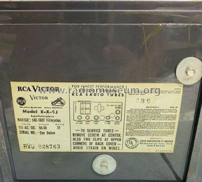 8-X-9J; RCA RCA Victor Co. (ID = 2925130) Radio