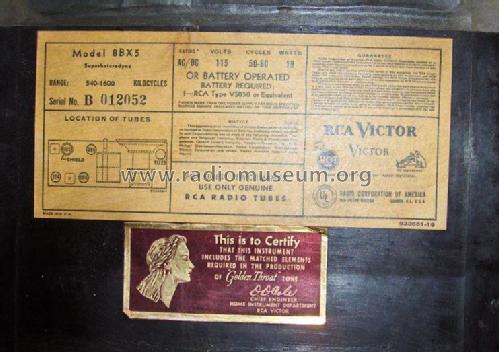 8BX5 Ch= RC-1059A; RCA RCA Victor Co. (ID = 181242) Radio