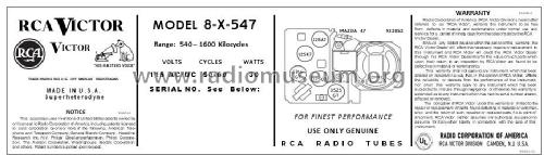 8X547 Ch= RC-1065C; RCA RCA Victor Co. (ID = 2780745) Radio