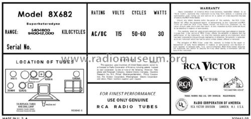 8X682 Ch= RC-1061; RCA RCA Victor Co. (ID = 2837058) Radio